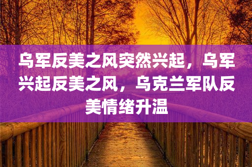 乌军反美之风突然兴起，乌军兴起反美之风，乌克兰军队反美情绪升温