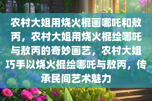 农村大姐用烧火棍画哪吒和敖丙，农村大姐用烧火棍绘哪吒与敖丙的奇妙画艺，农村大姐巧手以烧火棍绘哪吒与敖丙，传承民间艺术魅力