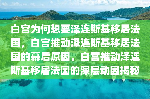 白宫为何想要泽连斯基移居法国，白宫推动泽连斯基移居法国的幕后原因，白宫推动泽连斯基移居法国的深层动因揭秘