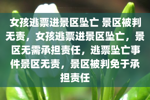 女孩逃票进景区坠亡 景区被判无责，女孩逃票进景区坠亡，景区无需承担责任，逃票坠亡事件景区无责，景区被判免于承担责任