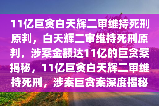 11亿巨贪白天辉二审维持死刑原判，白天辉二审维持死刑原判，涉案金额达11亿的巨贪案揭秘，11亿巨贪白天辉二审维持死刑，涉案巨贪案深度揭秘