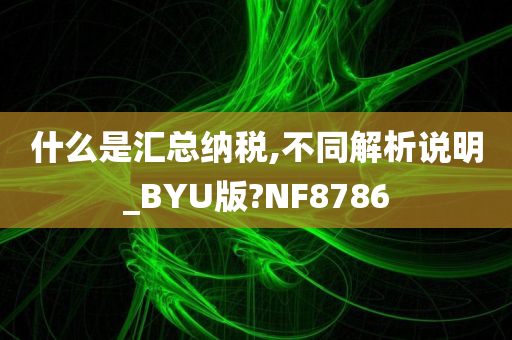 什么是汇总纳税,不同解析说明_BYU版?NF8786