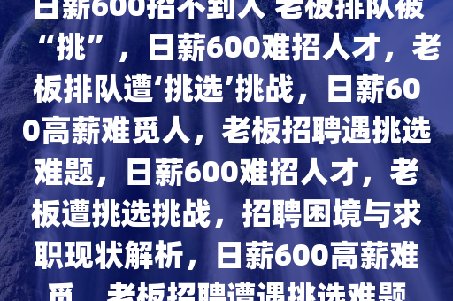 日薪600招不到人 老板排队被“挑”，日薪600难招人才，老板排队遭‘挑选’挑战，日薪600高薪难觅人，老板招聘遇挑选难题，日薪600难招人才，老板遭挑选挑战，招聘困境与求职现状解析，日薪600高薪难觅，老板招聘遭遇挑选难题