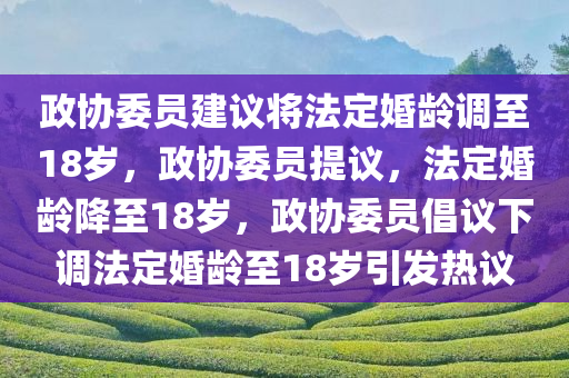 政协委员建议将法定婚龄调至18岁，政协委员提议，法定婚龄降至18岁，政协委员倡议下调法定婚龄至18岁引发热议