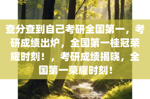 查分查到自己考研全国第一，考研成绩出炉，全国第一桂冠荣耀时刻！，考研成绩揭晓，全国第一荣耀时刻！