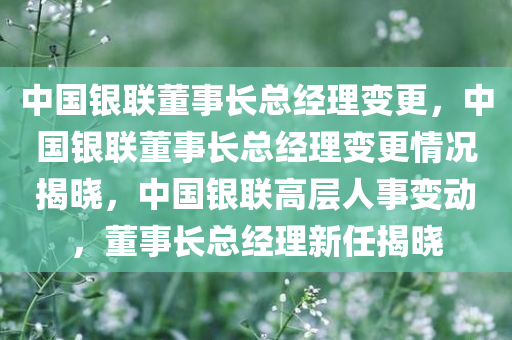 中国银联董事长总经理变更，中国银联董事长总经理变更情况揭晓，中国银联高层人事变动，董事长总经理新任揭晓