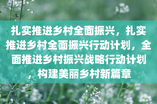 扎实推进乡村全面振兴，扎实推进乡村全面振兴行动计划，全面推进乡村振兴战略行动计划，构建美丽乡村新篇章