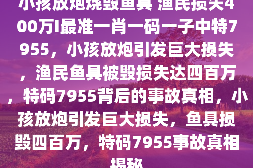 小孩放炮烧毁鱼具 渔民损失400万I最准一肖一码一子中特7955，小孩放炮引发巨大损失，渔民鱼具被毁损失达四百万，特码7955背后的事故真相，小孩放炮引发巨大损失，鱼具损毁四百万，特码7955事故真相揭秘