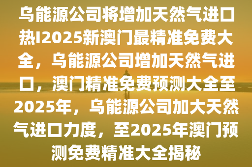 乌能源公司将增加天然气进口热I2025新澳门最精准免费大全，乌能源公司增加天然气进口，澳门精准免费预测大全至2025年，乌能源公司加大天然气进口力度，至2025年澳门预测免费精准大全揭秘