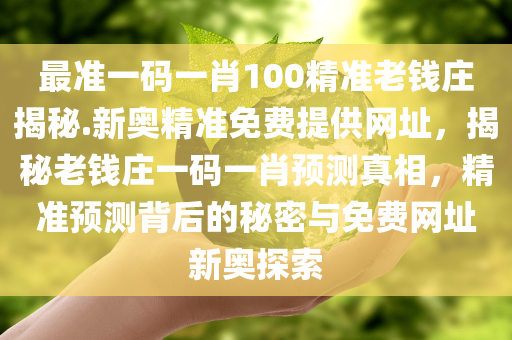 最准一码一肖100精准老钱庄揭秘.新奥精准免费提供网址，揭秘老钱庄一码一肖预测真相，精准预测背后的秘密与免费网址新奥探索