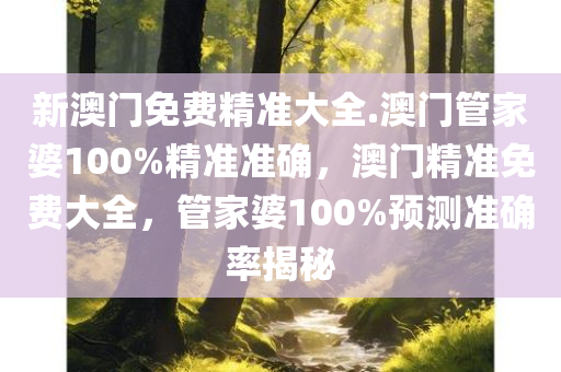 新澳门免费精准大全.澳门管家婆100%精准准确，澳门精准免费大全，管家婆100%预测准确率揭秘