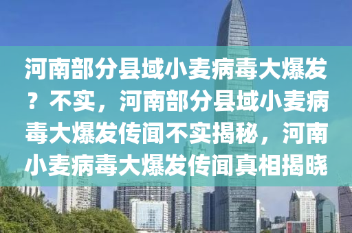 河南部分县域小麦病毒大爆发？不实，河南部分县域小麦病毒大爆发传闻不实揭秘，河南小麦病毒大爆发传闻真相揭晓