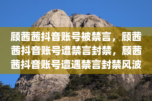 顾茜茜抖音账号被禁言，顾茜茜抖音账号遭禁言封禁，顾茜茜抖音账号遭遇禁言封禁风波