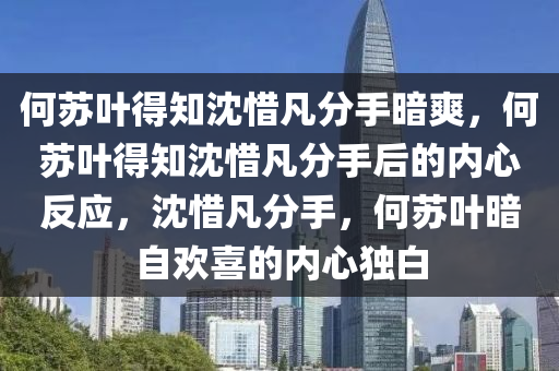 何苏叶得知沈惜凡分手暗爽，何苏叶得知沈惜凡分手后的内心反应，沈惜凡分手，何苏叶暗自欢喜的内心独白