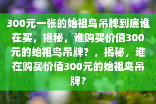 300元一张的始祖鸟吊牌到底谁在买，揭秘，谁购买价值300元的始祖鸟吊牌？，揭秘，谁在购买价值300元的始祖鸟吊牌？