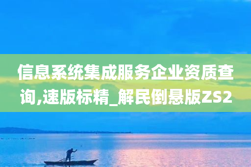 信息系统集成服务企业资质查询,速版标精_解民倒悬版ZS2