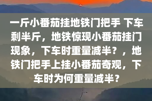 一斤小番茄挂地铁门把手 下车剩半斤，地铁惊现小番茄挂门现象，下车时重量减半？，地铁门把手上挂小番茄奇观，下车时为何重量减半？