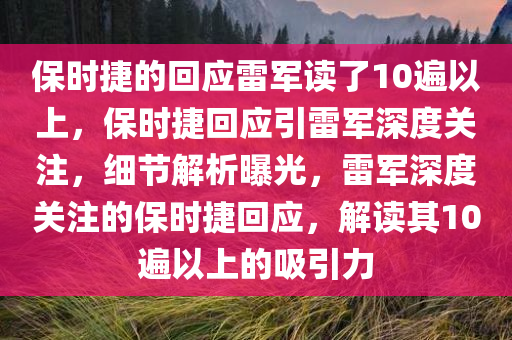 保时捷的回应雷军读了10遍以上，保时捷回应引雷军深度关注，细节解析曝光，雷军深度关注的保时捷回应，解读其10遍以上的吸引力