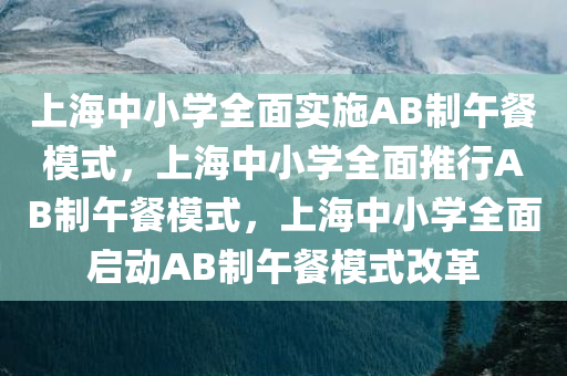 上海中小学全面实施AB制午餐模式，上海中小学全面推行AB制午餐模式，上海中小学全面启动AB制午餐模式改革