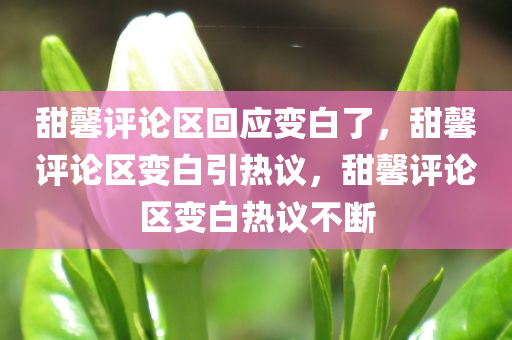 甜馨评论区回应变白了，甜馨评论区变白引热议，甜馨评论区变白热议不断