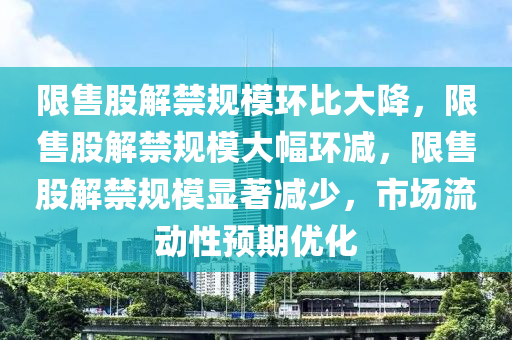 限售股解禁规模环比大降，限售股解禁规模大幅环减，限售股解禁规模显著减少，市场流动性预期优化