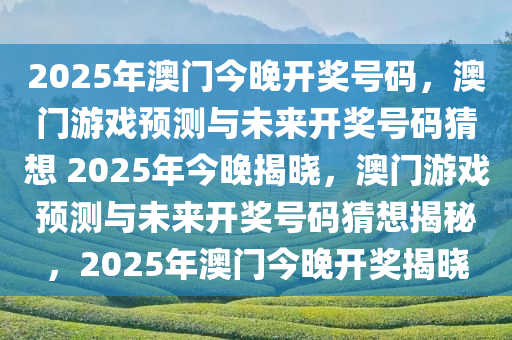 2025年澳门今晚开奖号码，澳门游戏预测与未来开奖号码猜想 2025年今晚揭晓，澳门游戏预测与未来开奖号码猜想揭秘，2025年澳门今晚开奖揭晓