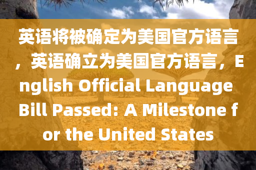 英语将被确定为美国官方语言，英语确立为美国官方语言，English Official Language Bill Passed: A Milestone for the United States