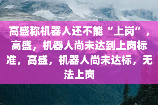 高盛称机器人还不能“上岗”，高盛，机器人尚未达到上岗标准，高盛，机器人尚未达标，无法上岗