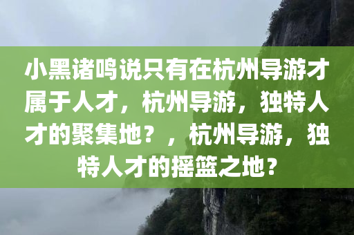 小黑诸鸣说只有在杭州导游才属于人才，杭州导游，独特人才的聚集地？，杭州导游，独特人才的摇篮之地？