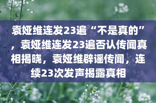 袁娅维连发23遍“不是真的”，袁娅维连发23遍否认传闻真相揭晓，袁娅维辟谣传闻，连续23次发声揭露真相