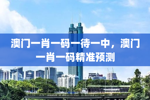 澳门一肖一码一待一中，澳门一肖一码精准预测