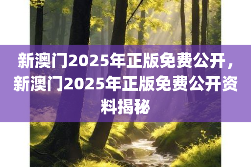 新澳门2025年正版免费公开，新澳门2025年正版免费公开资料揭秘