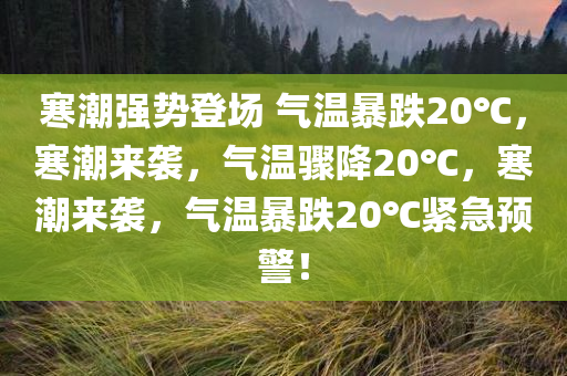 寒潮强势登场 气温暴跌20℃，寒潮来袭，气温骤降20℃，寒潮来袭，气温暴跌20℃紧急预警！