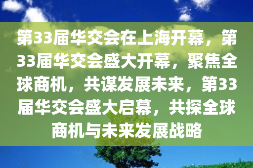 第33届华交会在上海开幕，第33届华交会盛大开幕，聚焦全球商机，共谋发展未来，第33届华交会盛大启幕，共探全球商机与未来发展战略