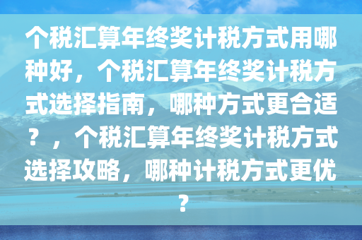 个税汇算年终奖计税方式用哪种好，个税汇算年终奖计税方式选择指南，哪种方式更合适？，个税汇算年终奖计税方式选择攻略，哪种计税方式更优？