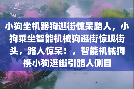 小狗坐机器狗逛街惊呆路人，小狗乘坐智能机械狗逛街惊现街头，路人惊呆！，智能机械狗携小狗逛街引路人侧目