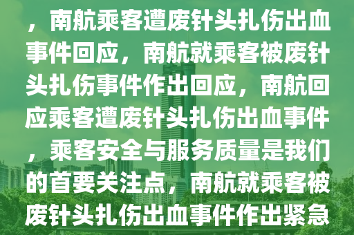 南航回应乘客被废针头扎出血，南航乘客遭废针头扎伤出血事件回应，南航就乘客被废针头扎伤事件作出回应，南航回应乘客遭废针头扎伤出血事件，乘客安全与服务质量是我们的首要关注点，南航就乘客被废针头扎伤出血事件作出紧急回应