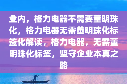 业内，格力电器不需要董明珠化，格力电器无需董明珠化标签化解读，格力电器，无需董明珠化标签，坚守企业本真之路