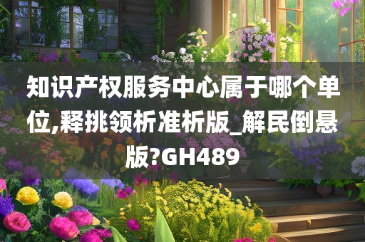 知识产权服务中心属于哪个单位,释挑领析准析版_解民倒悬版?GH489