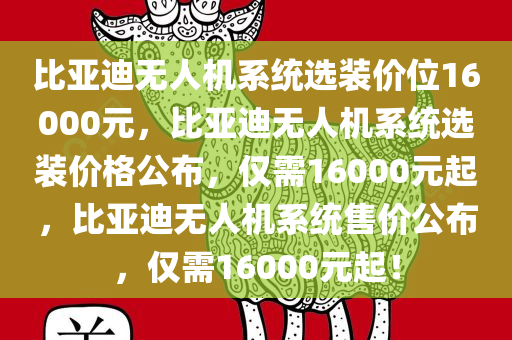 比亚迪无人机系统选装价位16000元，比亚迪无人机系统选装价格公布，仅需16000元起，比亚迪无人机系统售价公布，仅需16000元起！