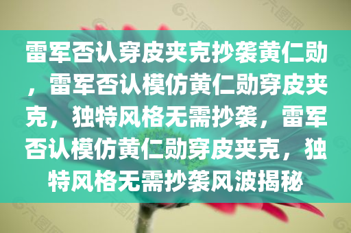 雷军否认穿皮夹克抄袭黄仁勋，雷军否认模仿黄仁勋穿皮夹克，独特风格无需抄袭，雷军否认模仿黄仁勋穿皮夹克，独特风格无需抄袭风波揭秘