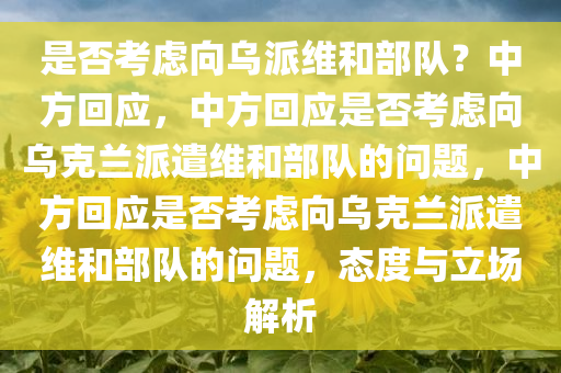 是否考虑向乌派维和部队？中方回应，中方回应是否考虑向乌克兰派遣维和部队的问题，中方回应是否考虑向乌克兰派遣维和部队的问题，态度与立场解析