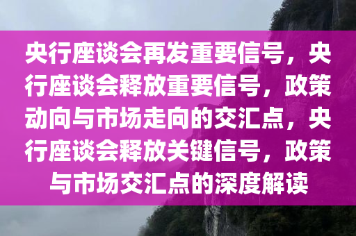 央行座谈会再发重要信号，央行座谈会释放重要信号，政策动向与市场走向的交汇点，央行座谈会释放关键信号，政策与市场交汇点的深度解读