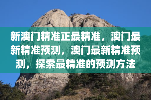 新澳门精准正最精准，澳门最新精准预测，澳门最新精准预测，探索最精准的预测方法