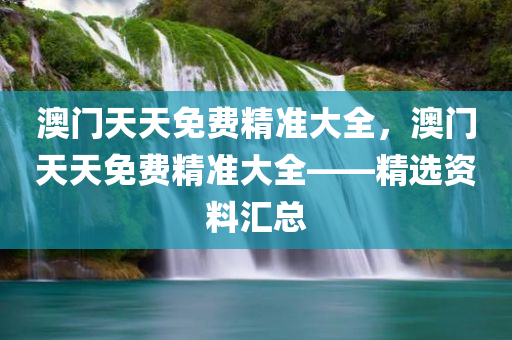 澳门天天免费精准大全，澳门天天免费精准大全——精选资料汇总