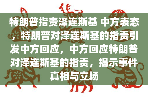 特朗普指责泽连斯基 中方表态，特朗普对泽连斯基的指责引发中方回应，中方回应特朗普对泽连斯基的指责，揭示事件真相与立场