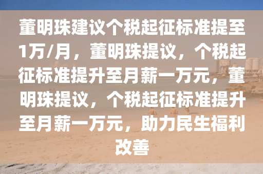 董明珠建议个税起征标准提至1万/月，董明珠提议，个税起征标准提升至月薪一万元，董明珠提议，个税起征标准提升至月薪一万元，助力民生福利改善