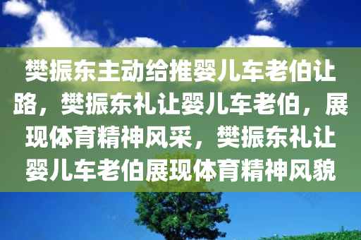 樊振东主动给推婴儿车老伯让路，樊振东礼让婴儿车老伯，展现体育精神风采，樊振东礼让婴儿车老伯展现体育精神风貌