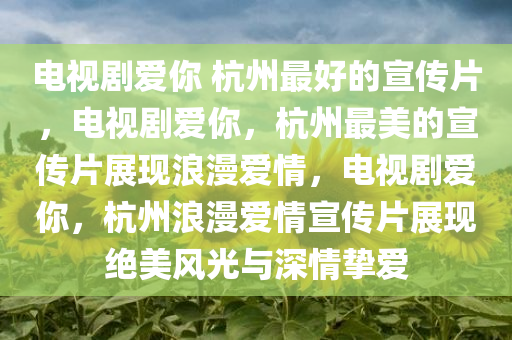 电视剧爱你 杭州最好的宣传片，电视剧爱你，杭州最美的宣传片展现浪漫爱情，电视剧爱你，杭州浪漫爱情宣传片展现绝美风光与深情挚爱