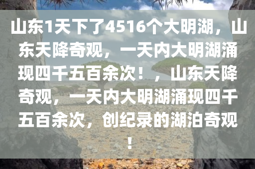 山东1天下了4516个大明湖，山东天降奇观，一天内大明湖涌现四千五百余次！，山东天降奇观，一天内大明湖涌现四千五百余次，创纪录的湖泊奇观！